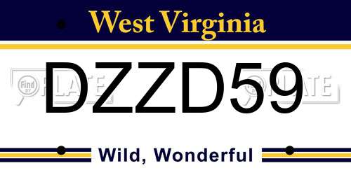 DZZD59 West Virginia License Plate