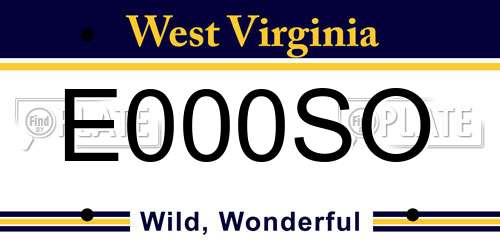 E000SO West Virginia License Plate