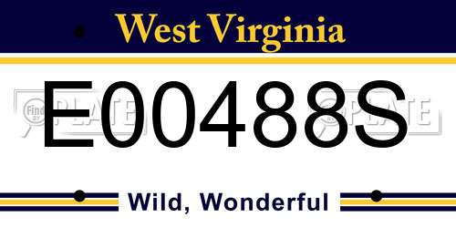 E00488S West Virginia License Plate