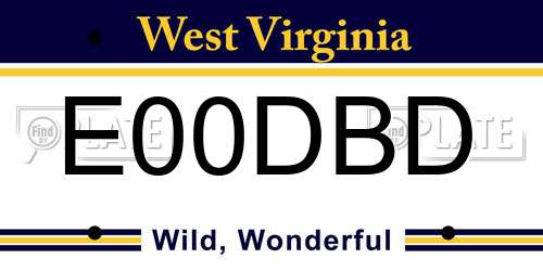 E00DBD West Virginia License Plate