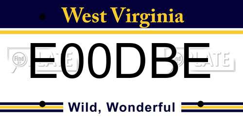 E00DBE West Virginia License Plate