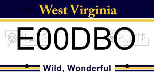 E00DBO West Virginia License Plate