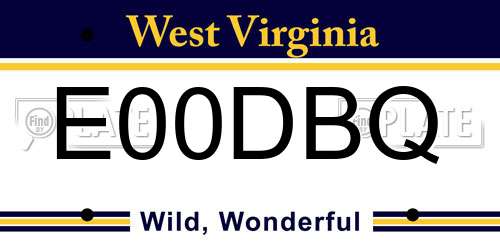 E00DBQ West Virginia License Plate