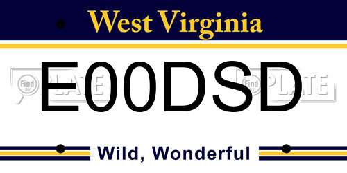 E00DSD West Virginia License Plate