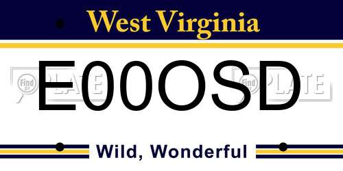 E00OSD West Virginia License Plate
