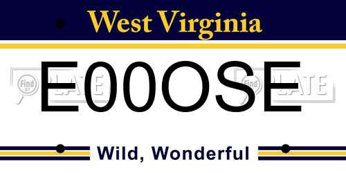 E00OSE West Virginia License Plate