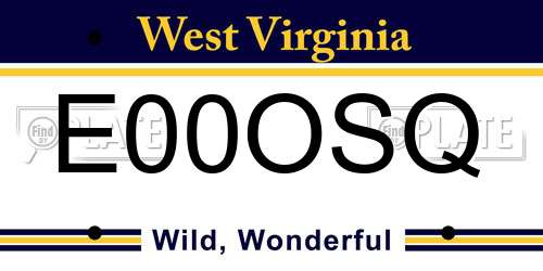 E00OSQ West Virginia License Plate