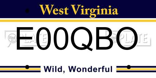 E00QBO West Virginia License Plate