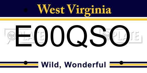 E00QSO West Virginia License Plate
