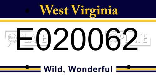 E020062 West Virginia License Plate