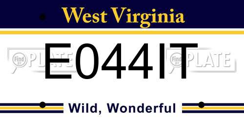 E044IT West Virginia License Plate