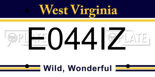 E044IZ West Virginia License Plate