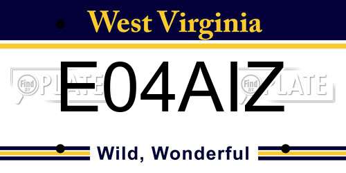 E04AIZ West Virginia License Plate
