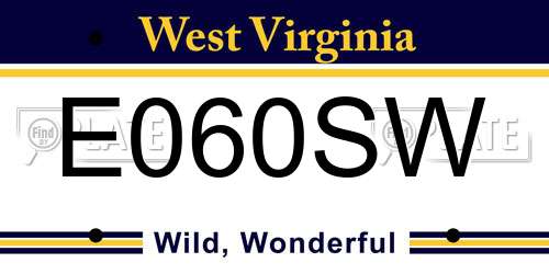 E060SW West Virginia License Plate