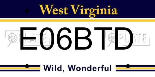 E06BTD West Virginia License Plate
