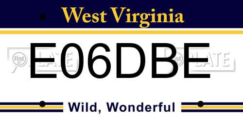 E06DBE West Virginia License Plate