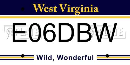 E06DBW West Virginia License Plate