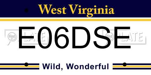 E06DSE West Virginia License Plate