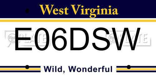 E06DSW West Virginia License Plate