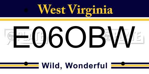 E06OBW West Virginia License Plate