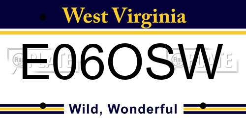 E06OSW West Virginia License Plate