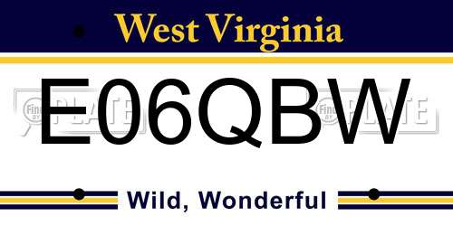 E06QBW West Virginia License Plate