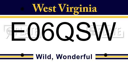 E06QSW West Virginia License Plate