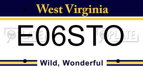 E06STO West Virginia License Plate