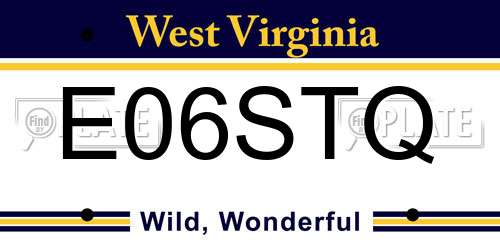 E06STQ West Virginia License Plate