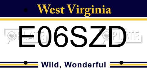 E06SZD West Virginia License Plate