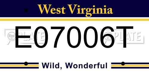 E07006T West Virginia License Plate