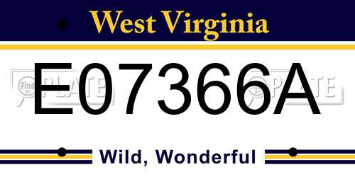 E07366A West Virginia License Plate