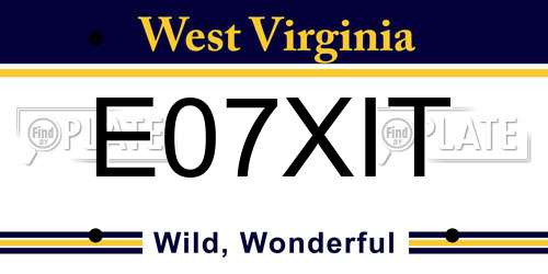 E07XIT West Virginia License Plate