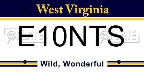 E10NTS West Virginia License Plate