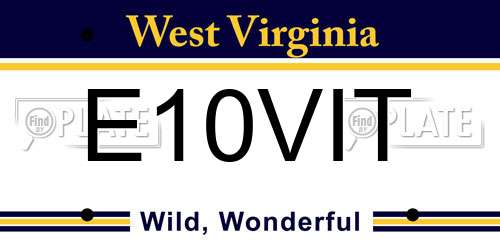 E10VIT West Virginia License Plate