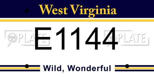 E1144 West Virginia License Plate