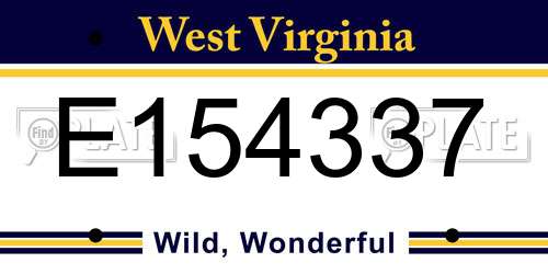 E154337 West Virginia License Plate