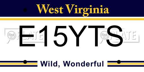 E15YTS West Virginia License Plate