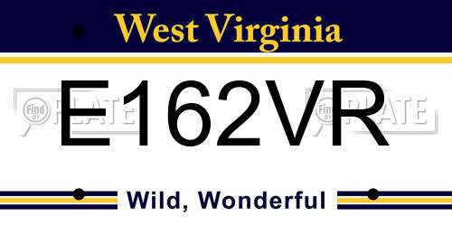 E162VR West Virginia License Plate