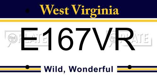 E167VR West Virginia License Plate