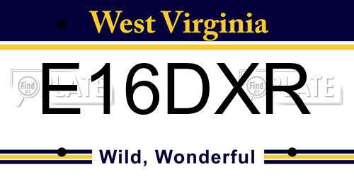 E16DXR West Virginia License Plate