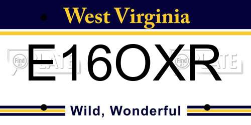 E16OXR West Virginia License Plate