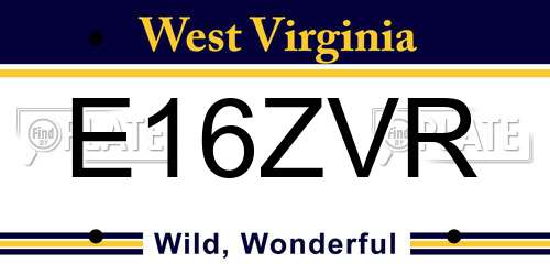 E16ZVR West Virginia License Plate