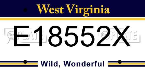 E18552X West Virginia License Plate
