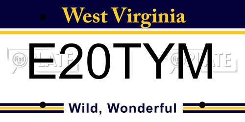 E20TYM West Virginia License Plate