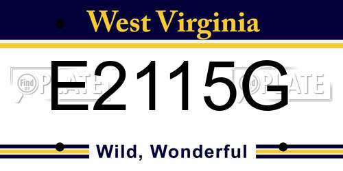 E2115G West Virginia License Plate