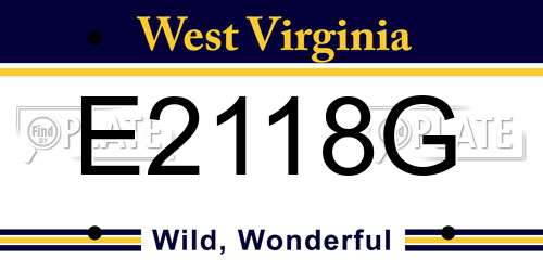 E2118G West Virginia License Plate