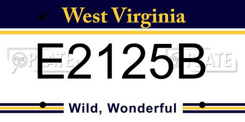 E2125B West Virginia License Plate