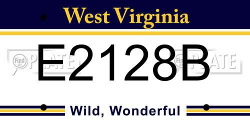 E2128B West Virginia License Plate