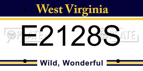 E2128S West Virginia License Plate
